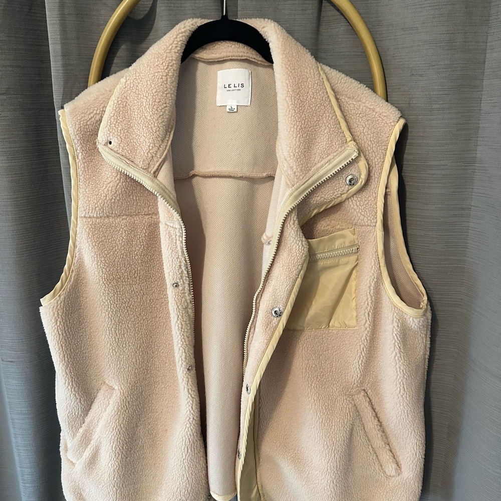 Cream Teddy Vest with Pockets